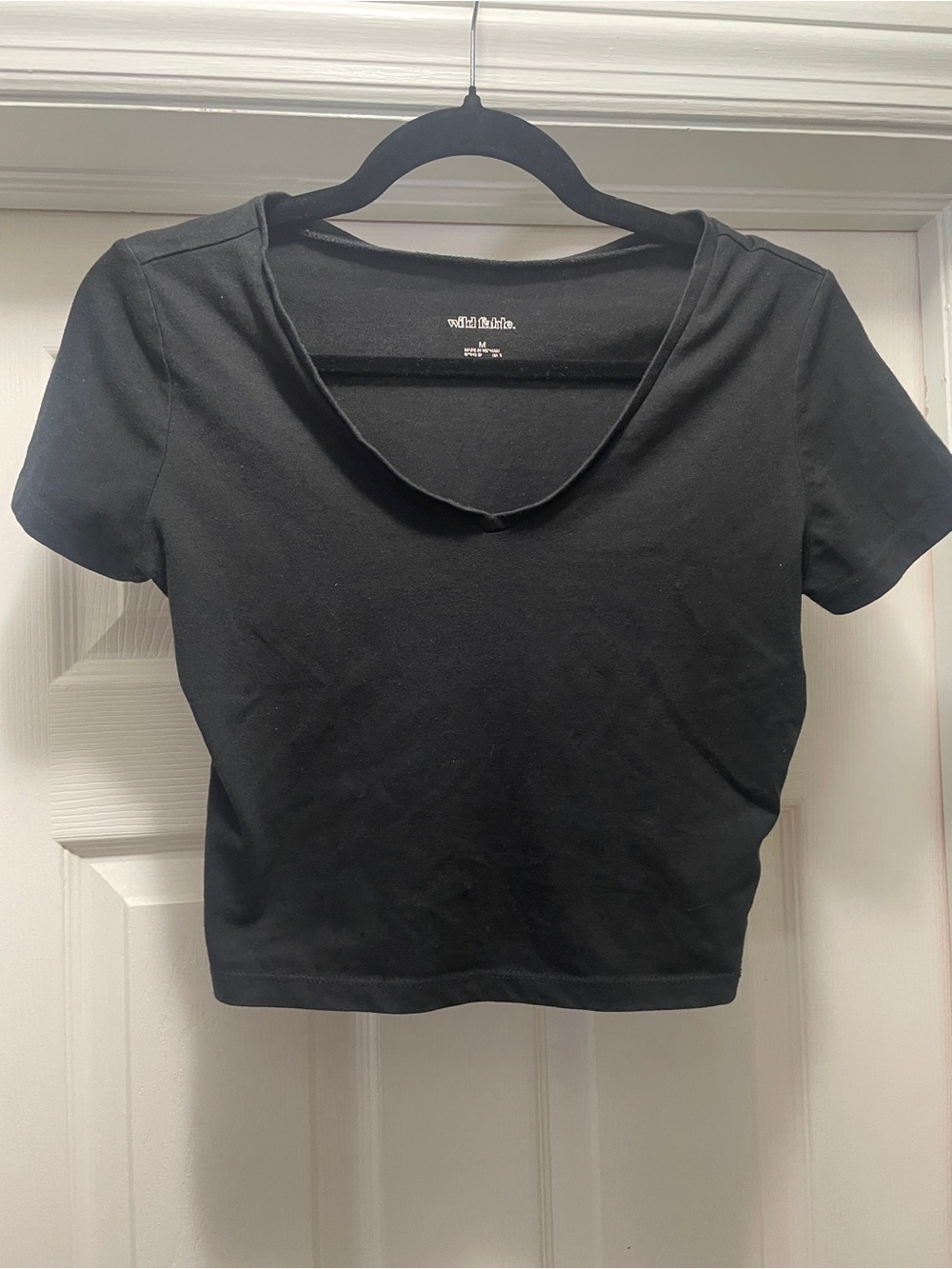 Wild Fable Black Short Sleeve V-neck Crop Top